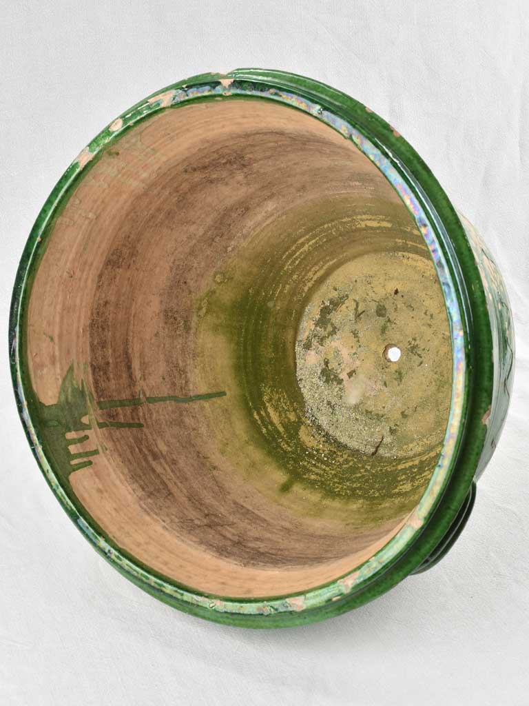 Large ceramic cache pot with green glaze 17" x 20¾"
