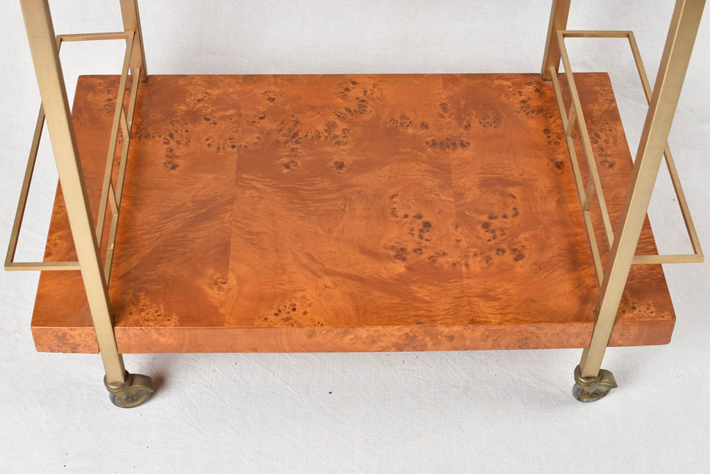 1970s French bar cart - elm wood