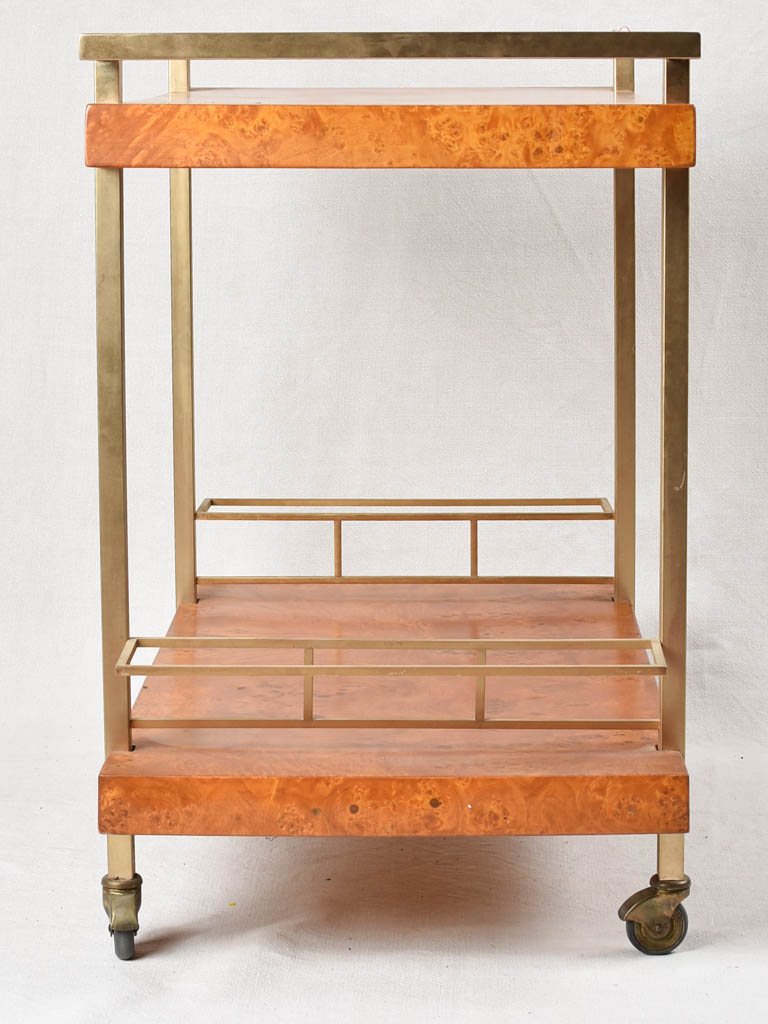 1970s French bar cart - elm wood