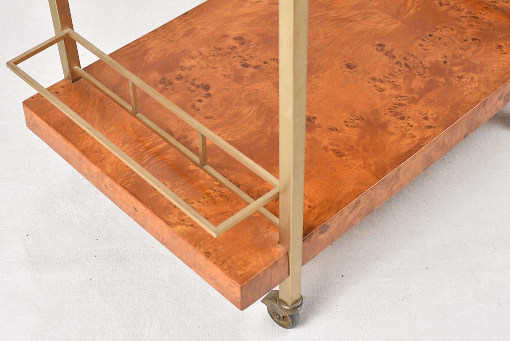 1970s French bar cart - elm wood