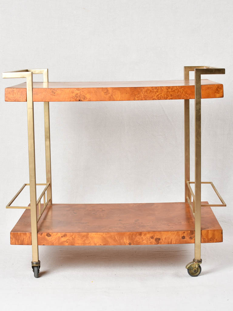 1970s French bar cart - elm wood