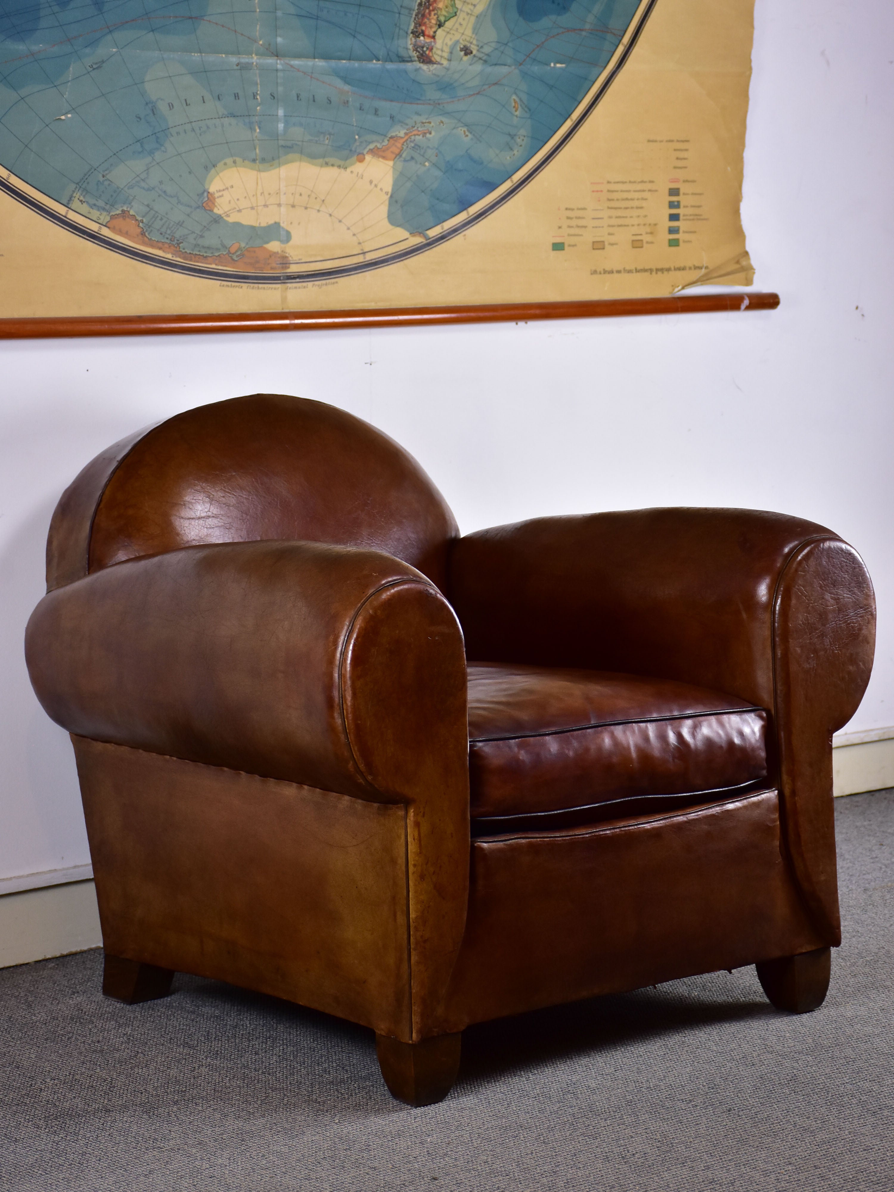 Classic 1930's French leather club chair