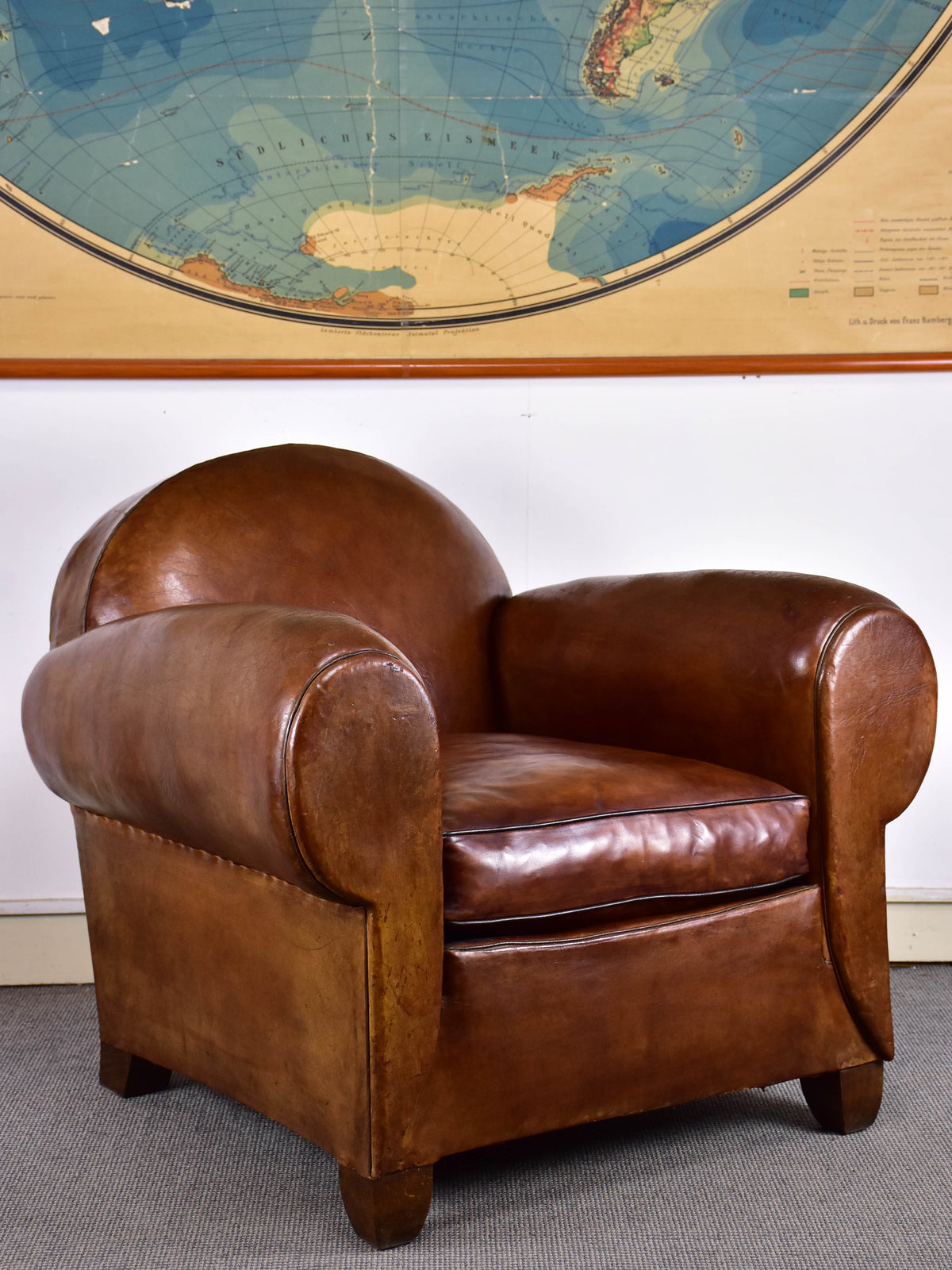 Classic 1930's French leather club chair