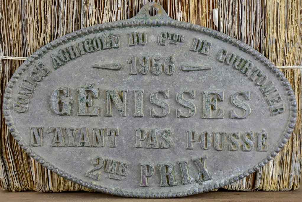 1956 French agricultural prize plaque