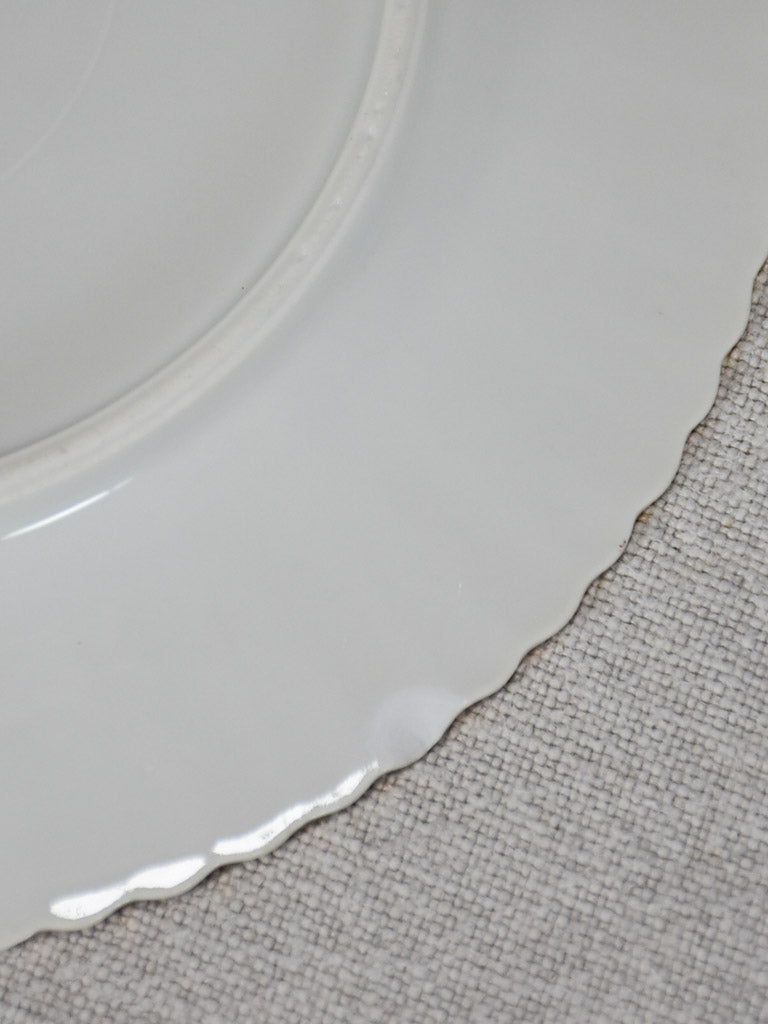 Set of six side plates - purple pink transfer ware with gold edge 7½"