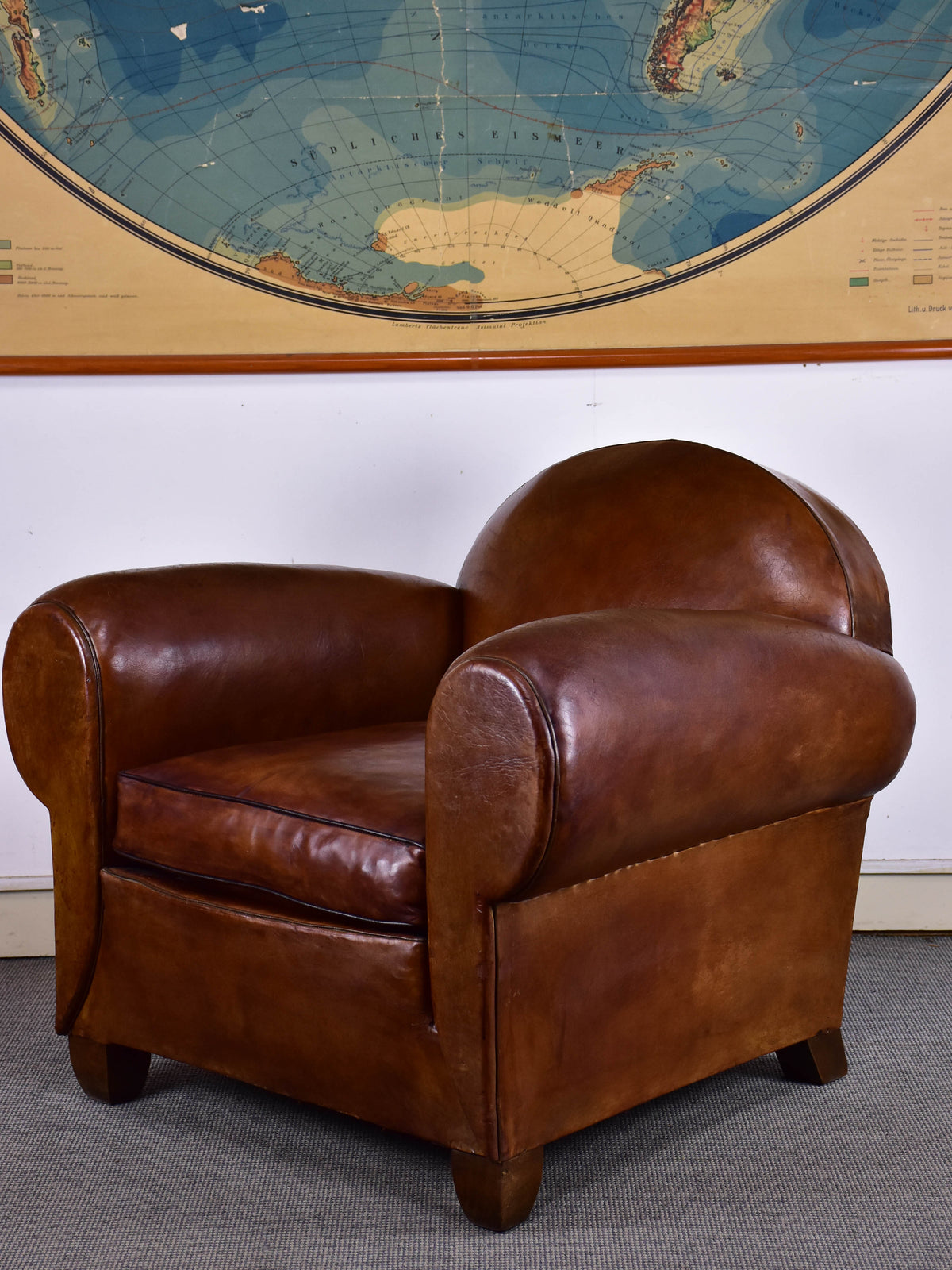 Classic 1930's French leather club chair