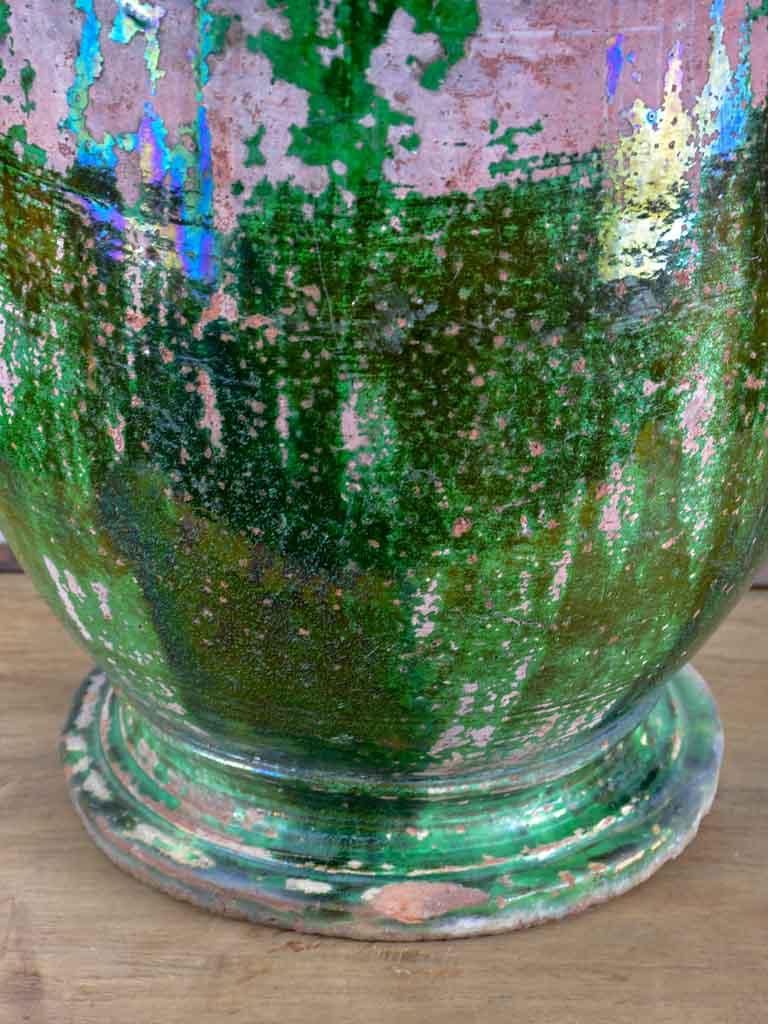 Antique olive jar with green glaze from Tournac, France 23 ¾