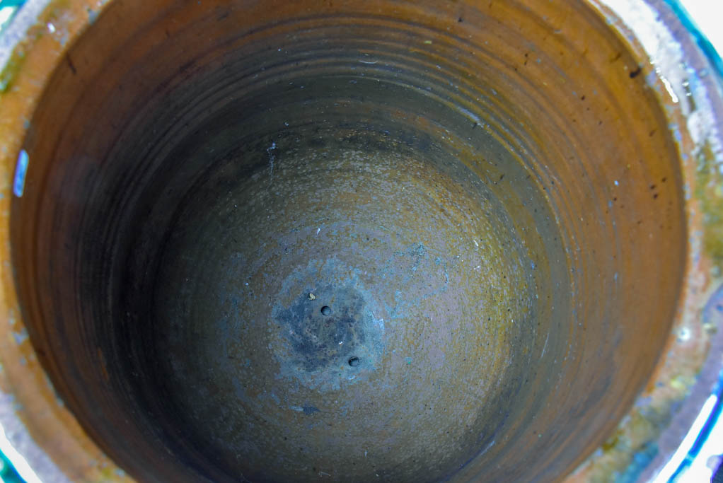 Antique olive jar with green glaze from Tournac, France 23 ¾