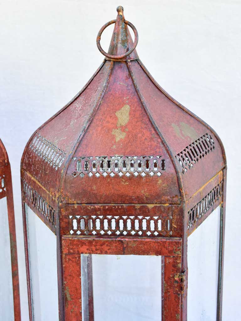 Pair of large red Indian lanterns 30"