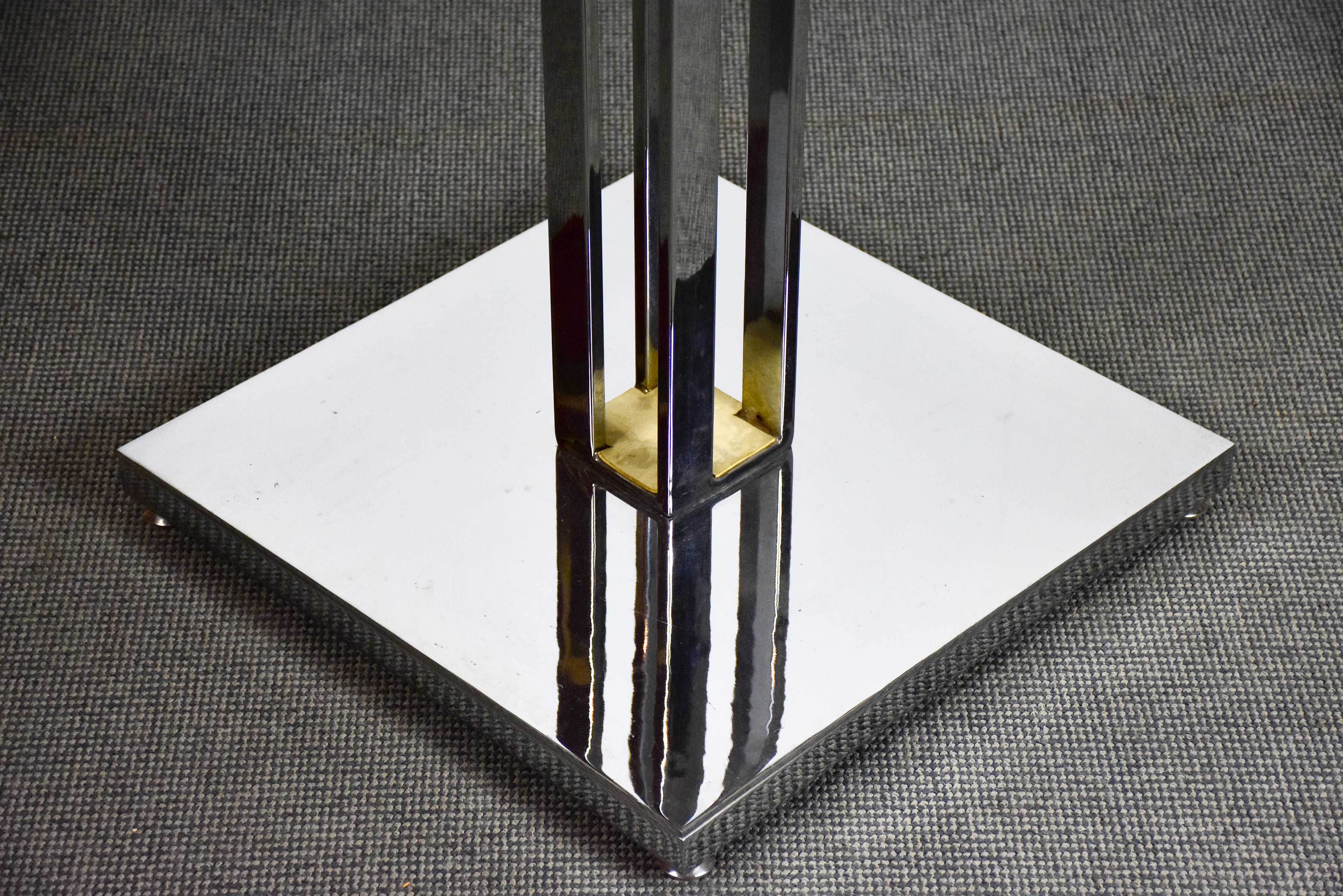 Vintage high bar table - square leather top