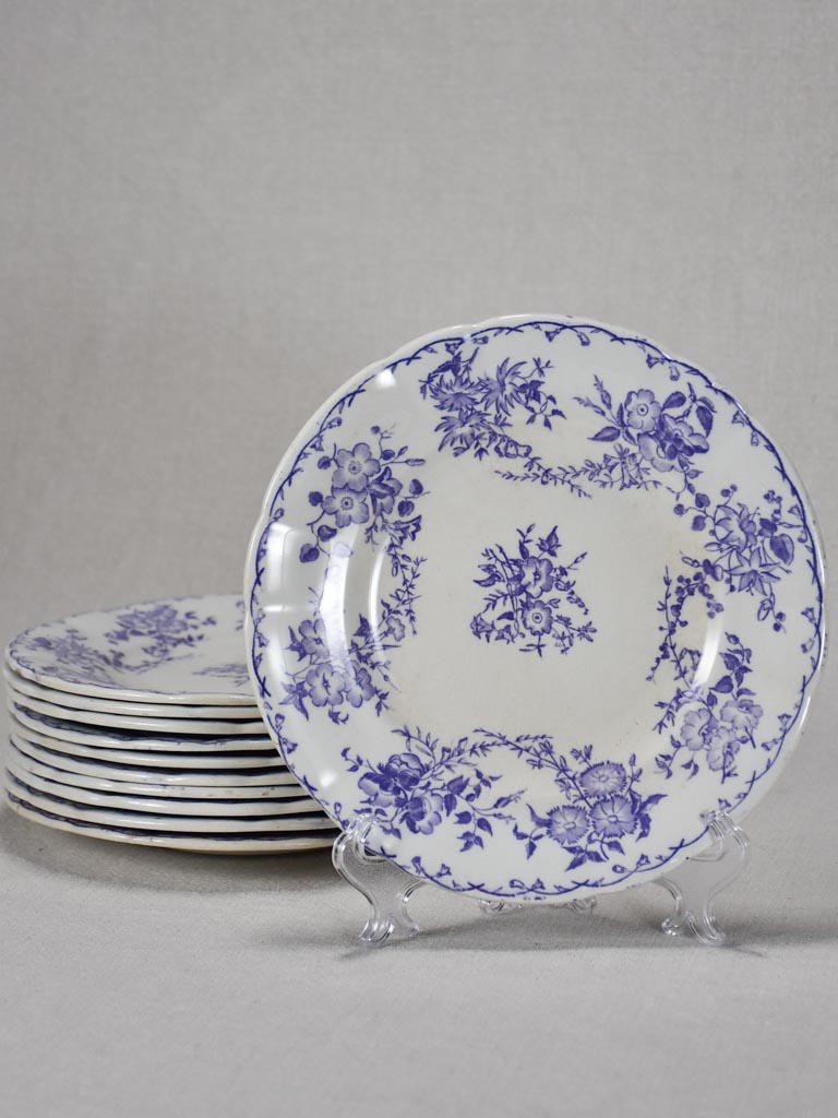Set of ten Bertha blue and white side plates - 1930's 8¼"