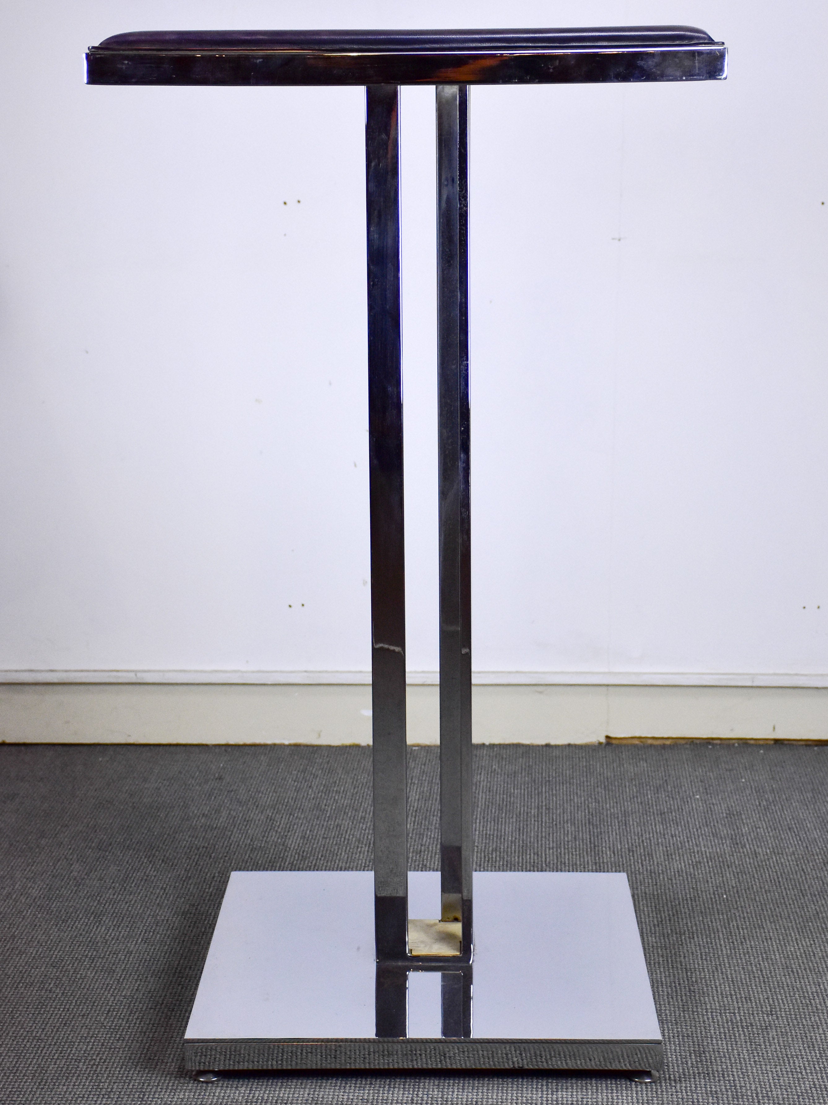 Vintage high bar table - square leather top