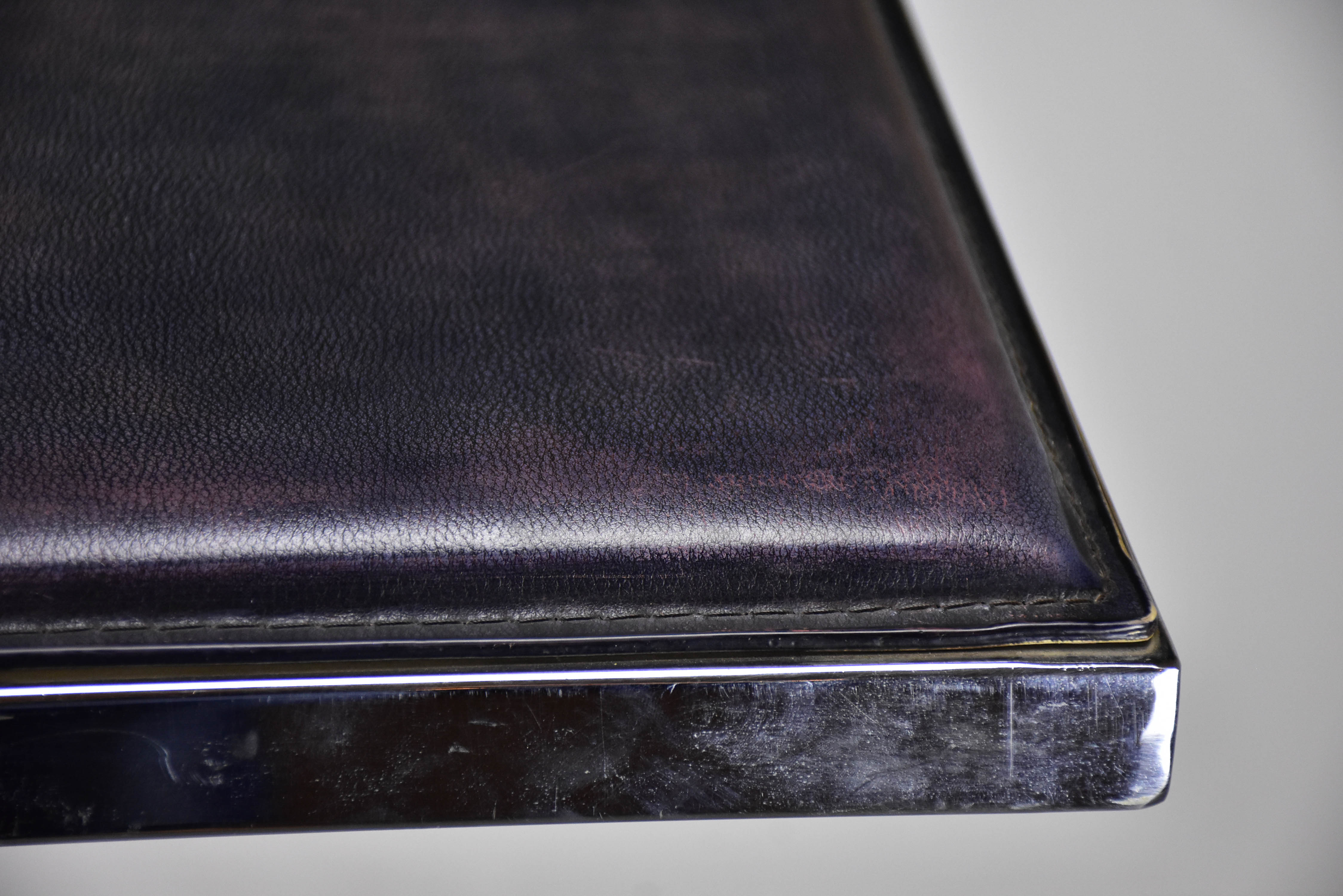 Vintage high bar table - square leather top