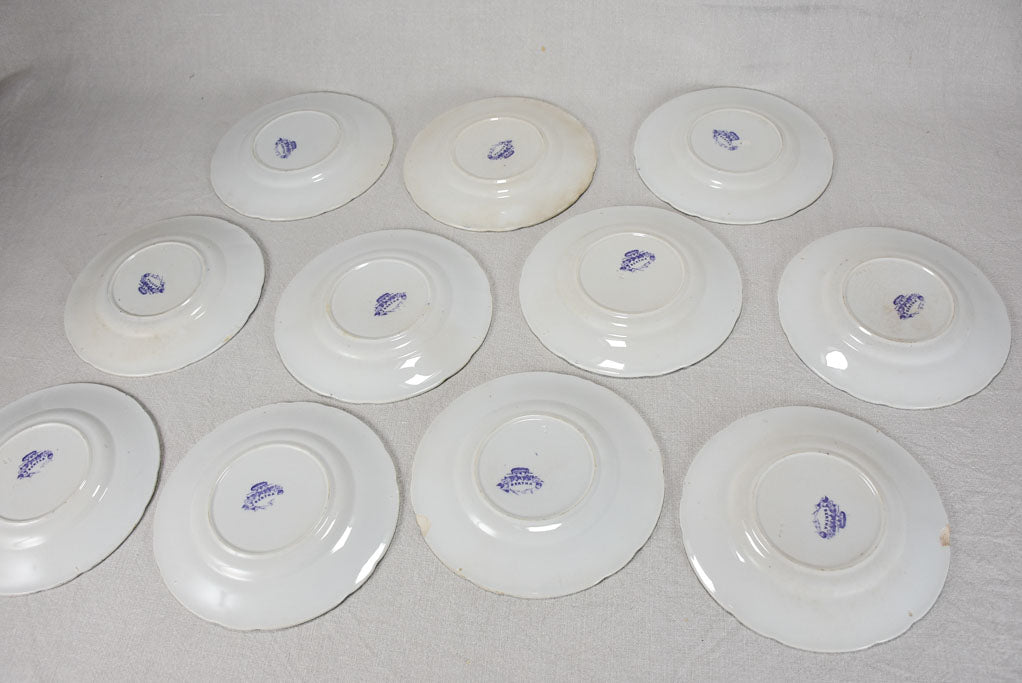 Set of ten Bertha blue and white side plates - 1930's 8¼"