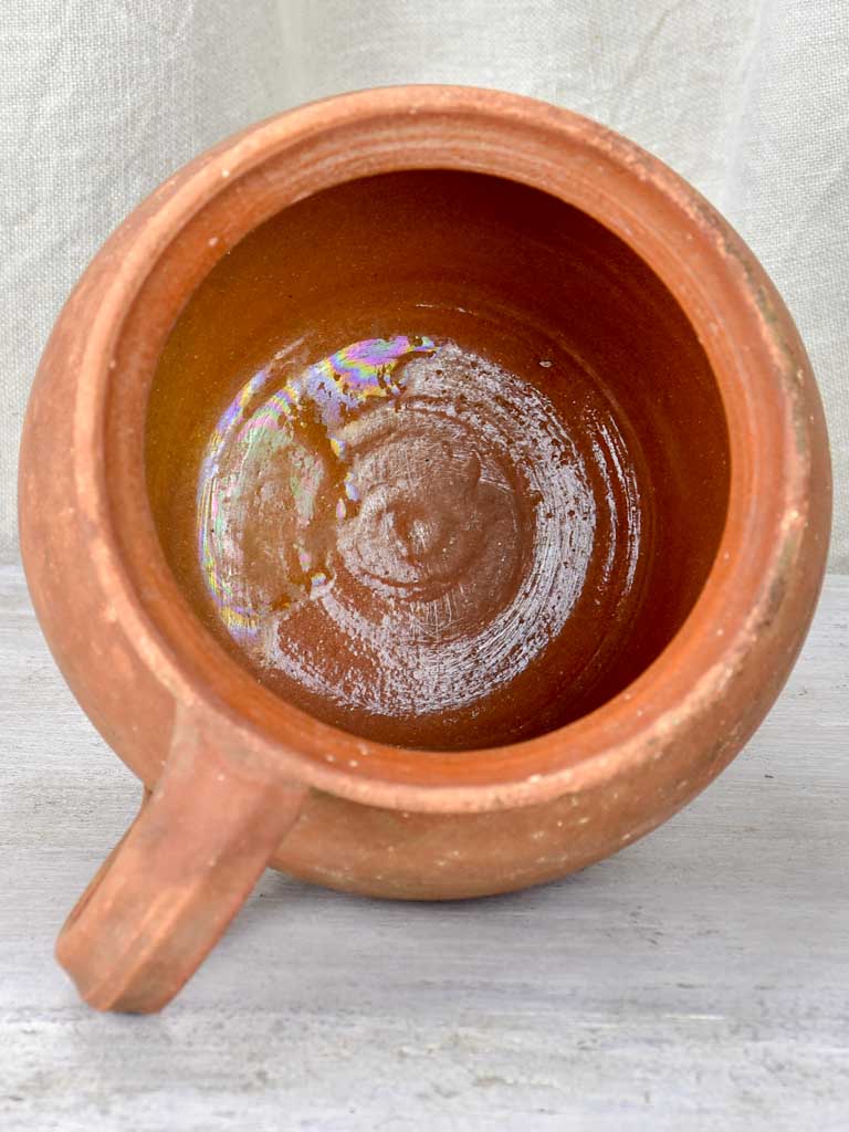 Early 20th century French terracotta pot with handle form Ardeche