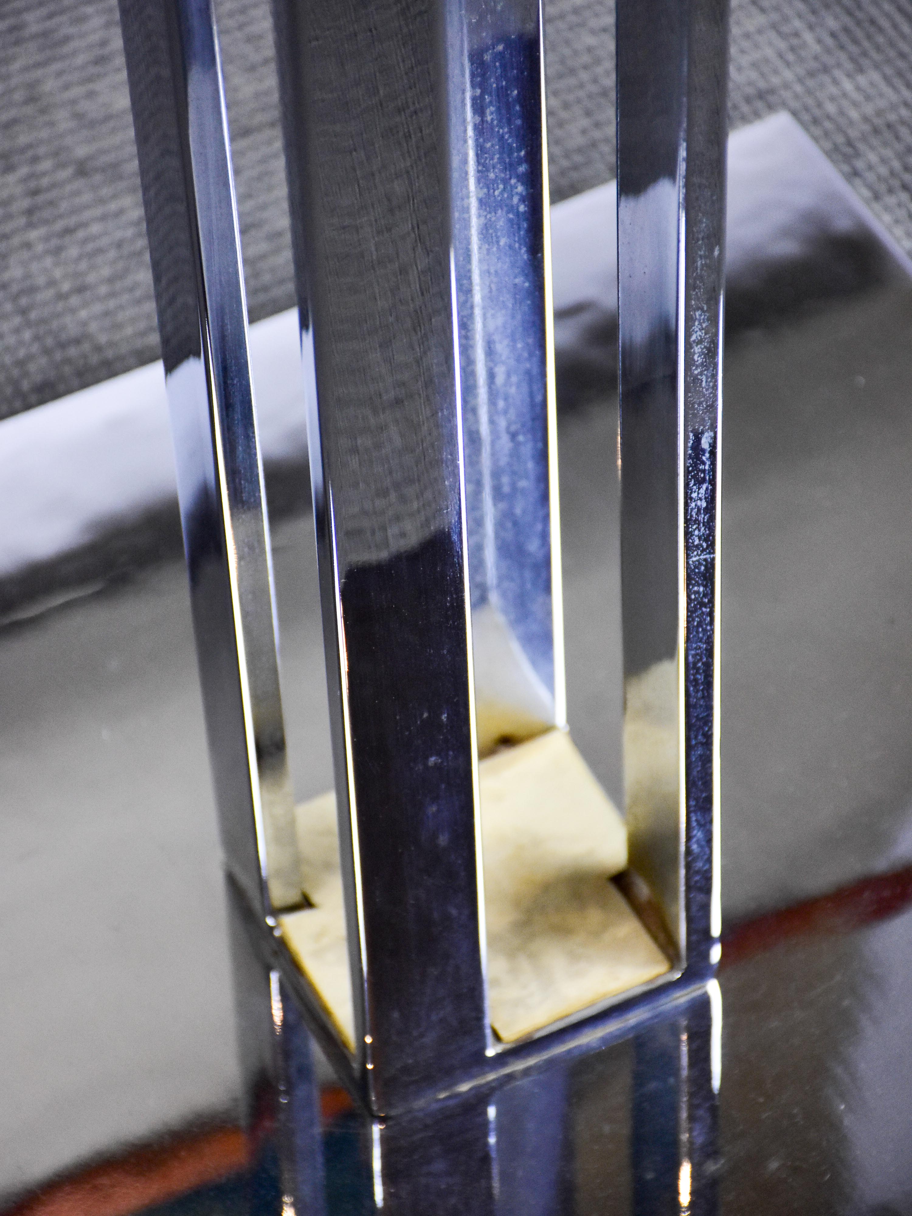 Vintage high bar table - square leather top