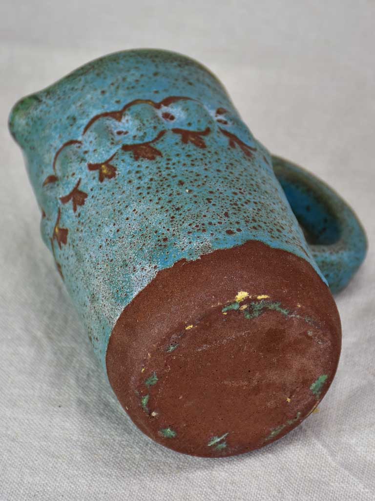 Vintage pitcher with turquoise glaze 7"