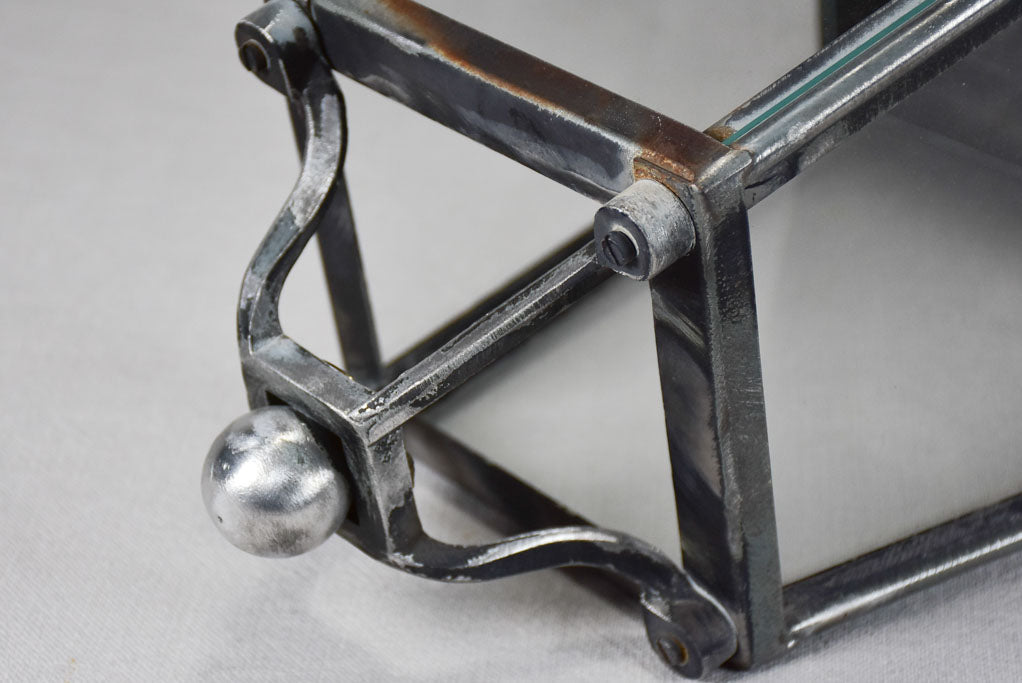 Aged French lantern with silver patina