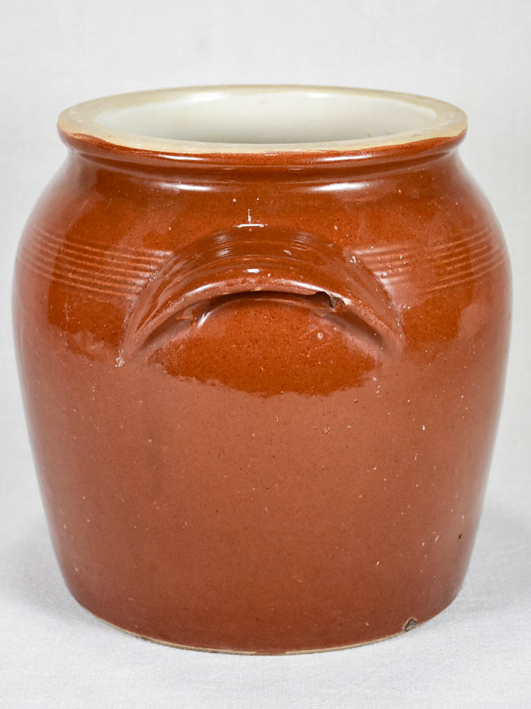 Antique brown-colored French cooking pot