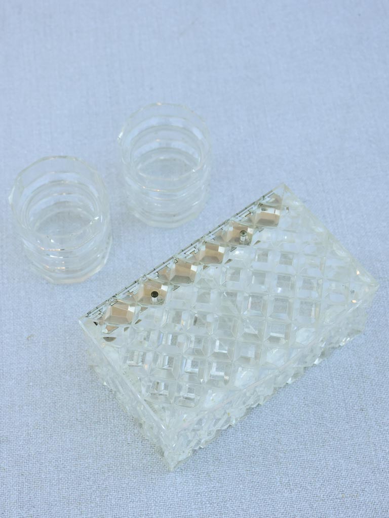 Vintage French jewelry box with two compartments - plexiglass