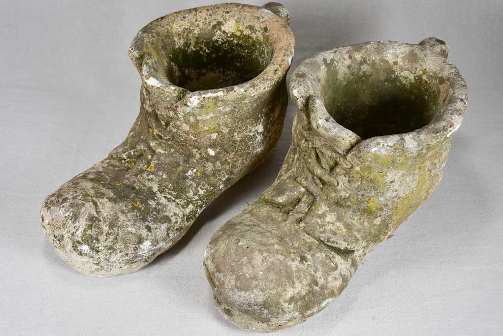 Pair of vintage garden planters in the shape of boots 17¼"