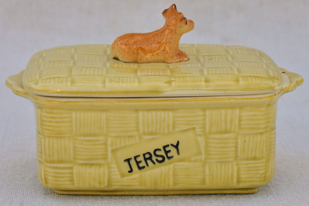 Mid century French butter dish with jersey cow