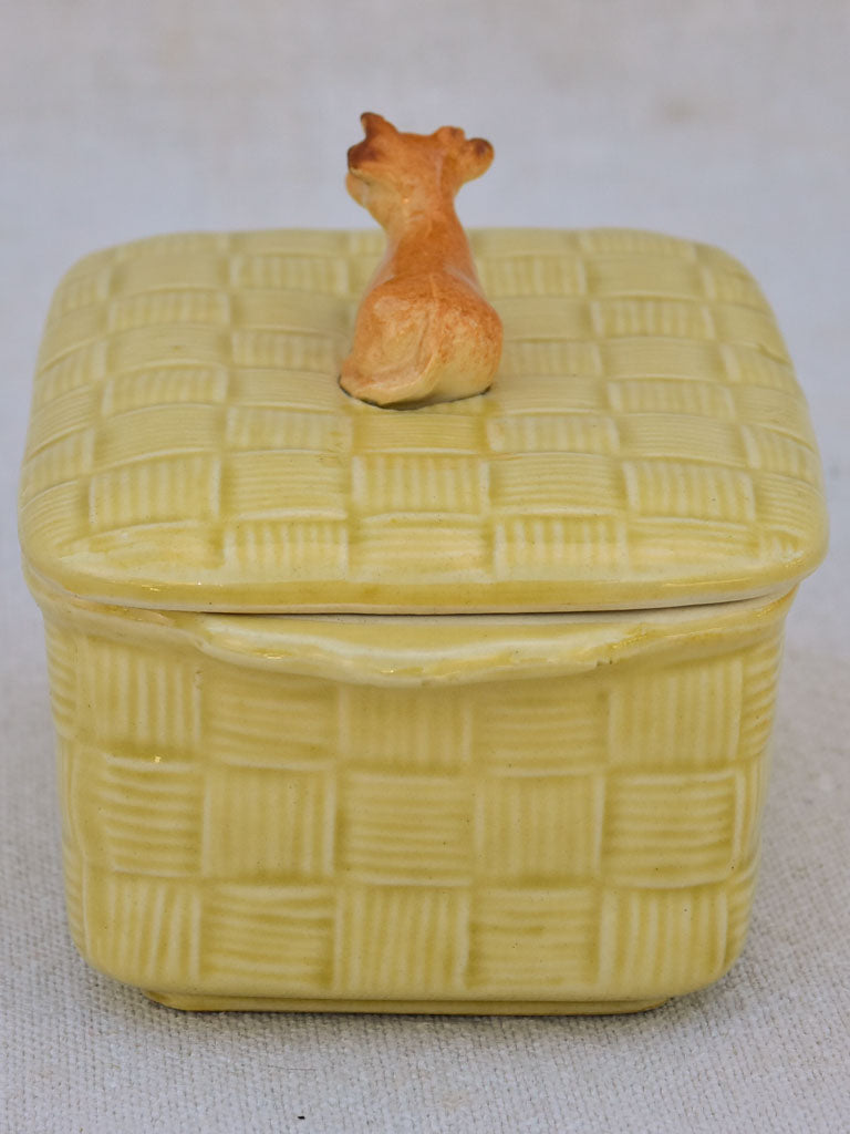 Mid century French butter dish with jersey cow