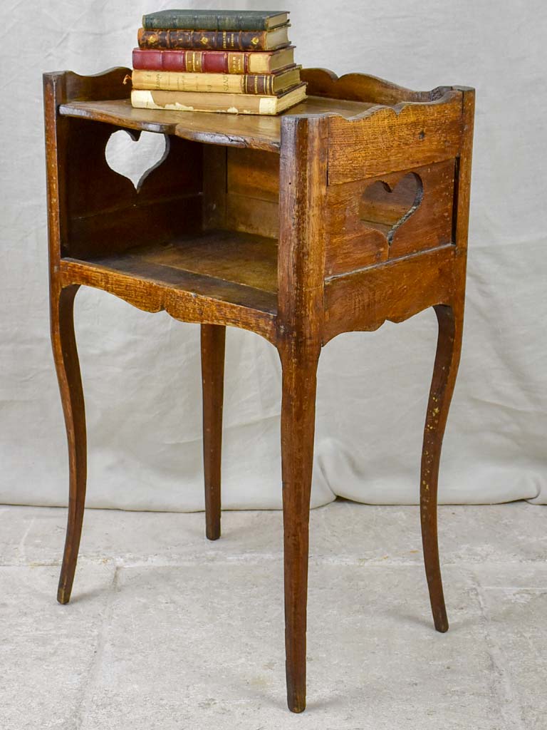 Antique French Louis XV oak bedside table