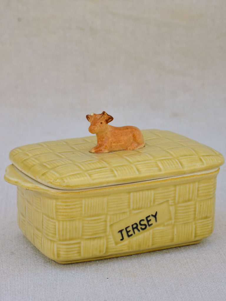Mid century French butter dish with jersey cow