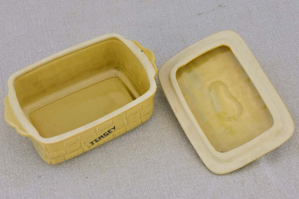 Mid century French butter dish with jersey cow