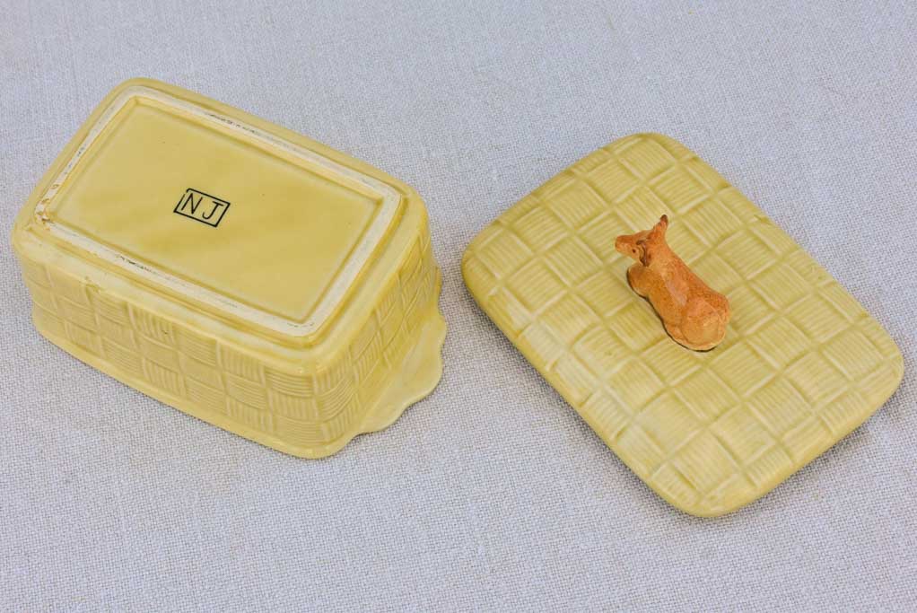 Mid century French butter dish with jersey cow