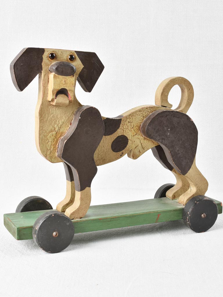 Antique wooden pull toy - dog