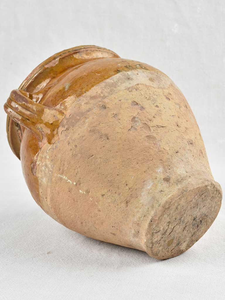 Antique French confit pot w/ ocher glaze 9"