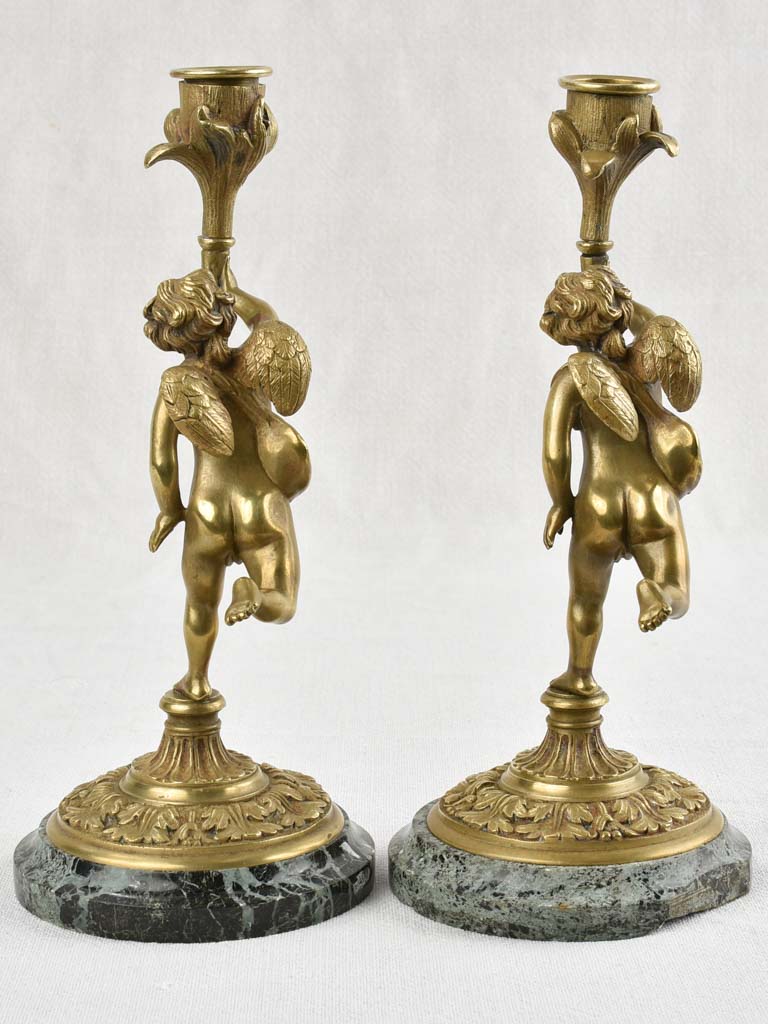 Pair of Napoleon III angel candlesticks - bronze 10¼"