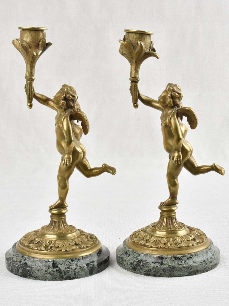 Pair of Napoleon III angel candlesticks - bronze 10¼"