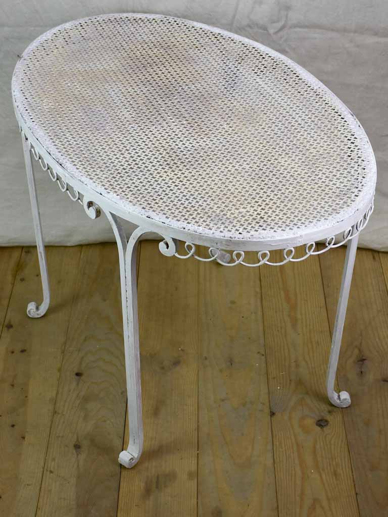 RESERVED SS Oval French garden table with perforated metal 22¾" x 38¼"