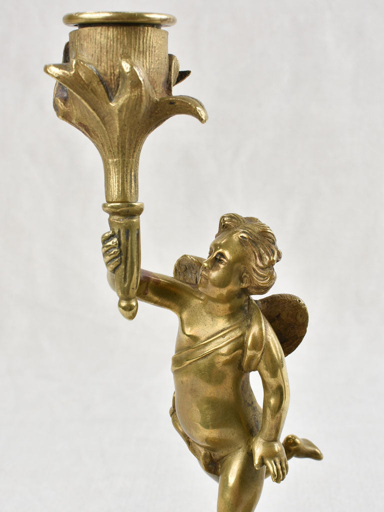 Pair of Napoleon III angel candlesticks - bronze 10¼"