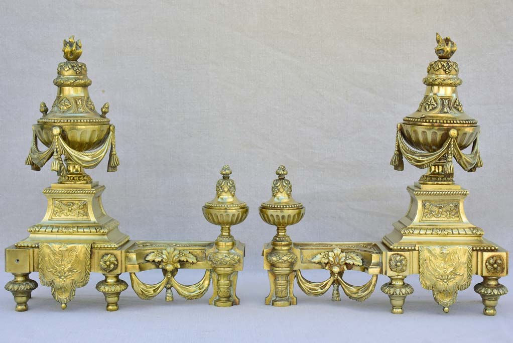 Pair of 19th century bronze fireplace decorations