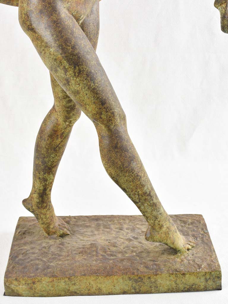 Large vintage bronze sculpture of a lady with a scarf 36½"
