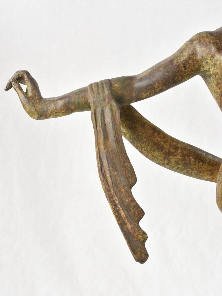Large vintage bronze sculpture of a lady with a scarf 36½"