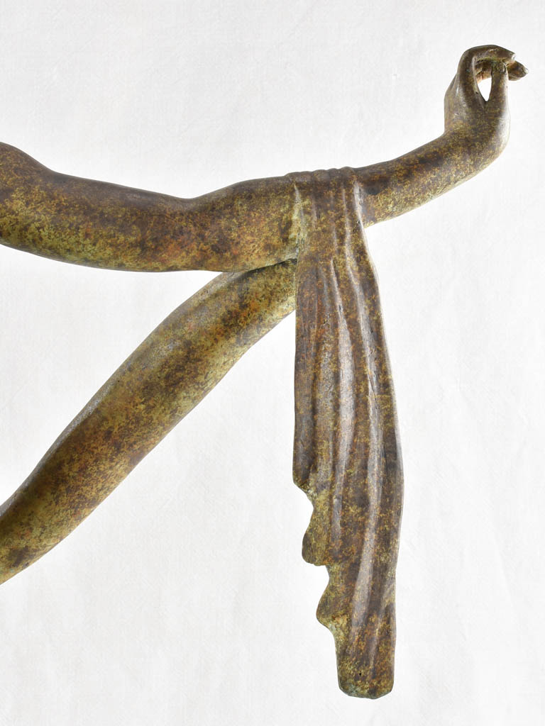 Large vintage bronze sculpture of a lady with a scarf 36½"