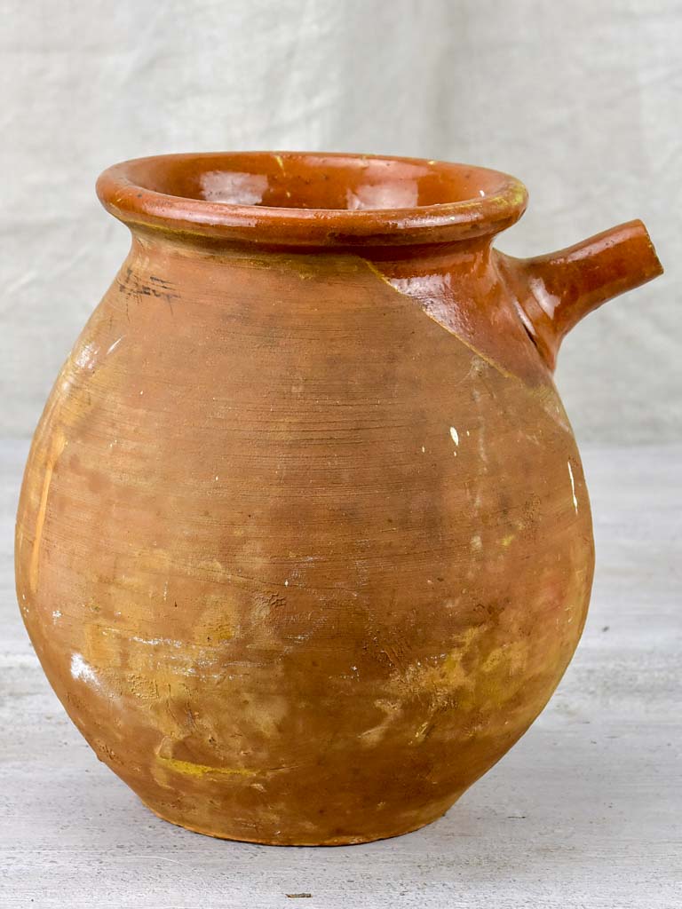 Antique French water pot with some brown glaze
