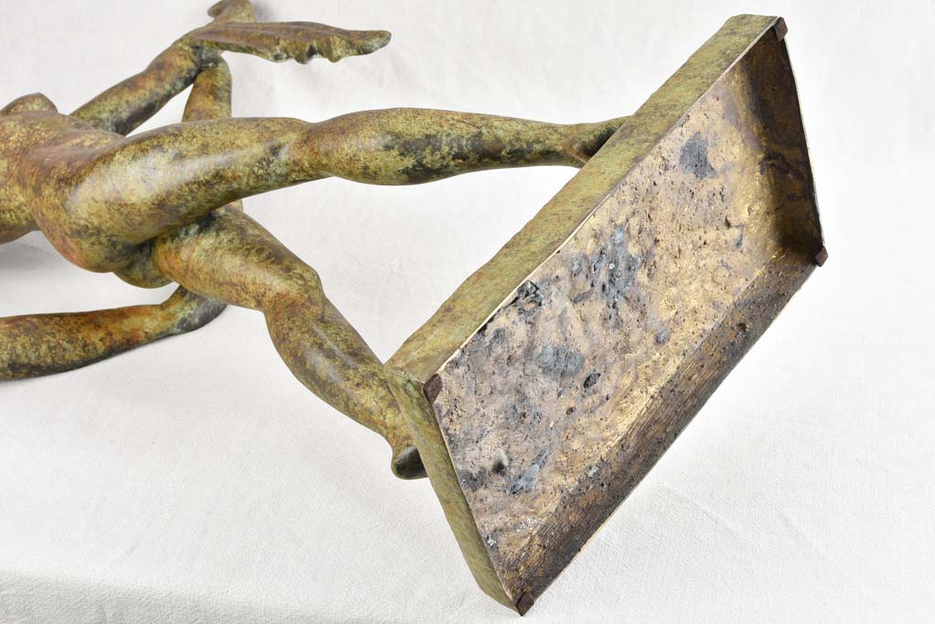 Large vintage bronze sculpture of a lady with a scarf 36½"