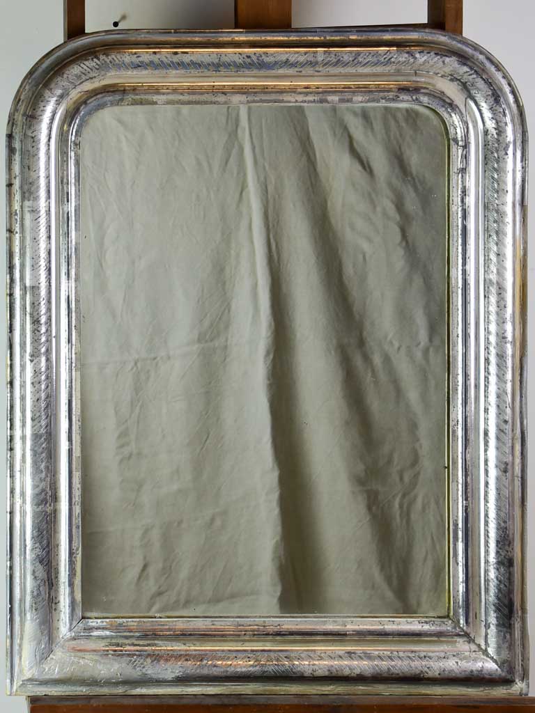 Antique French Louis Philippe mirror with silver frame 25½" x 32¾"