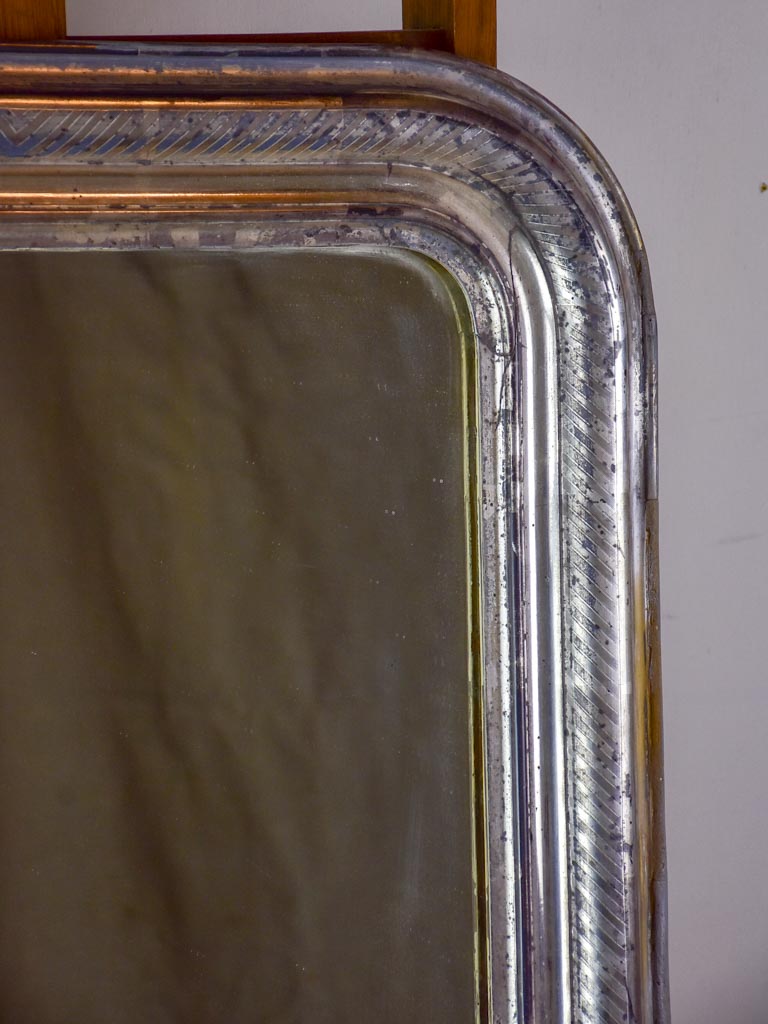 Antique French Louis Philippe mirror with silver frame 25½" x 32¾"