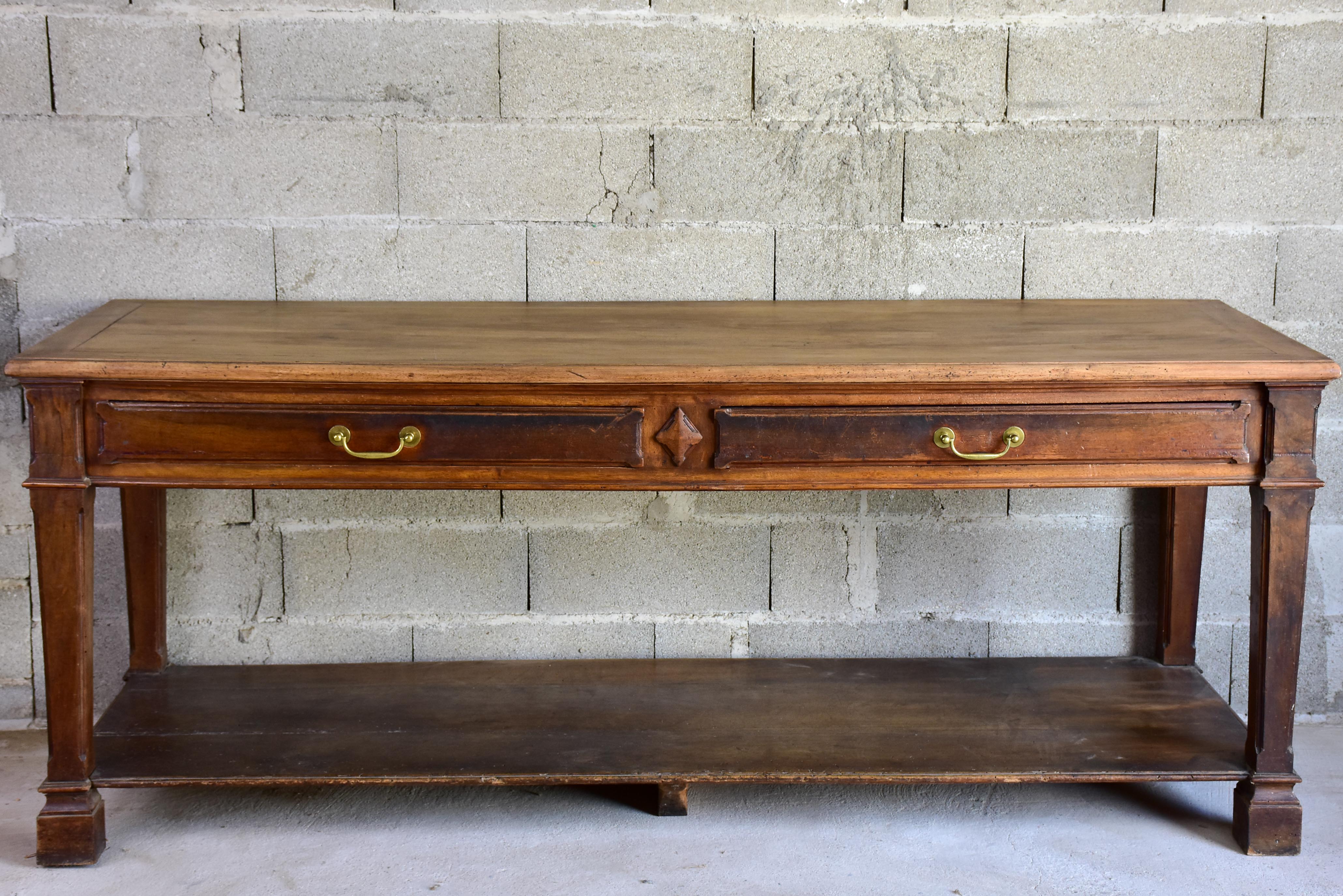 Antique French drapery table with beautiful carved details