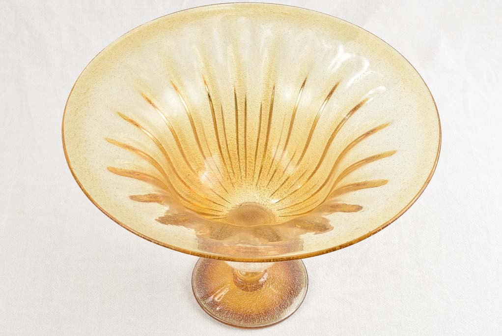 Large Murano coup - amber glass 18" diameter
