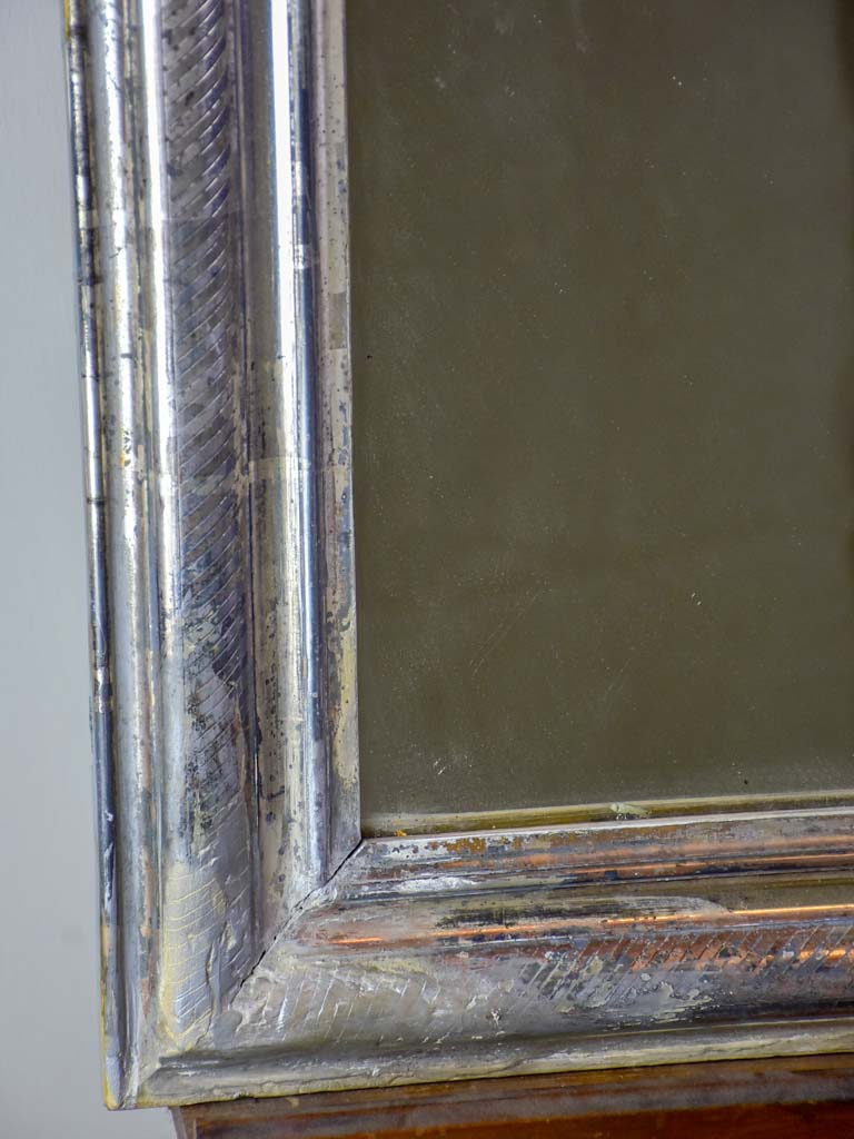 Antique French Louis Philippe mirror with silver frame 25½" x 32¾"