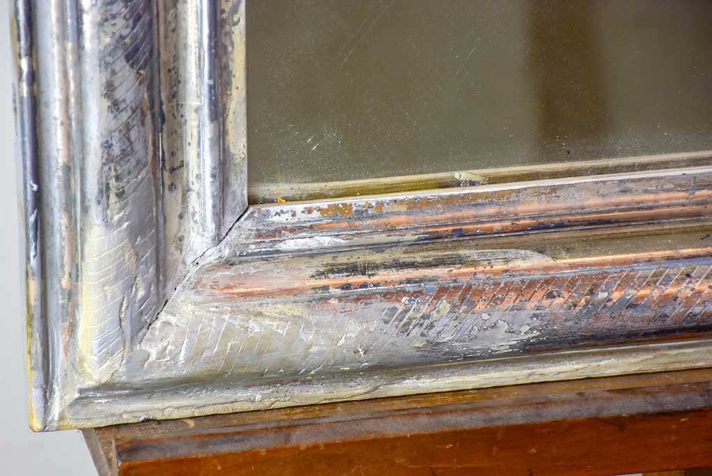 Antique French Louis Philippe mirror with silver frame 25½" x 32¾"