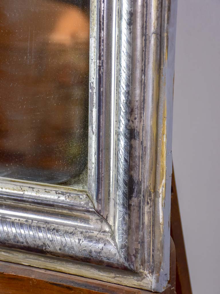 Antique French Louis Philippe mirror with silver frame 25½" x 32¾"